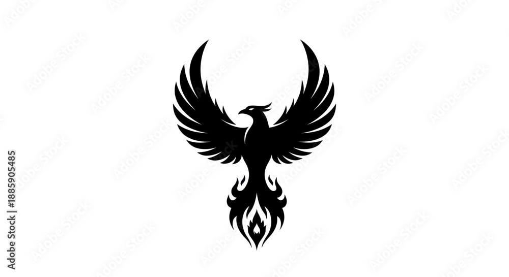Fototapeta premium Black phoenix vector illustration on white