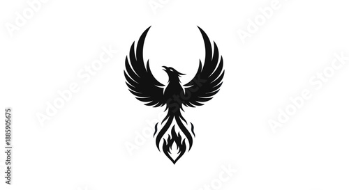 Black phoenix symbol on white background
