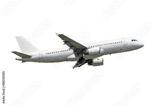 Commercial airliner in flight isolated on transparent background