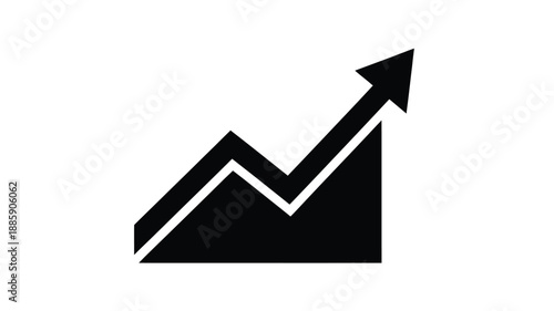 an upward trending graph icon design with a distinct arrow silhouette