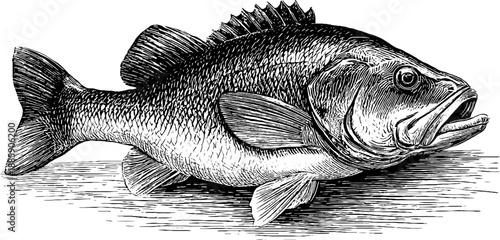 Detailed vintage flatfish anatomical study engraving from 19th century for educational and decorative use