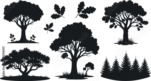 Collection of tree silhouettes and foliage