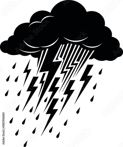 Stormy weather with rain and lightning