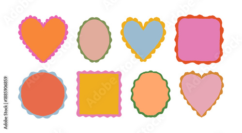 Vector set of hand drawn cut out style frames and borders , abstract design elements for wedding, birthday party invitations, greeting cards, prints, in marine coastal style with copy space for text