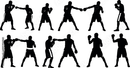 Boxing silhouette postures