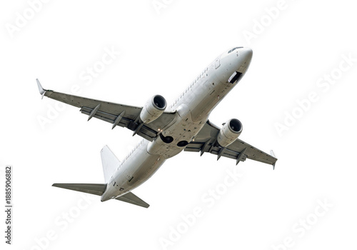 Commercial airliner in flight isolated on transparent background