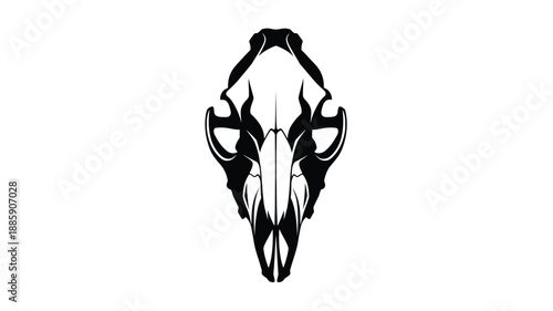 a striking animal skull design presented as a stark black silhouette