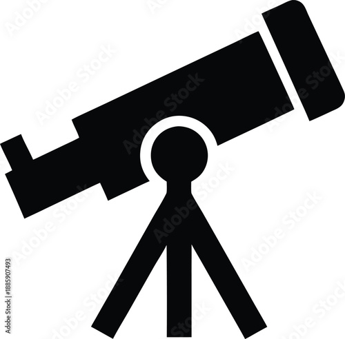 telescope astronomical silhouette vector illustration on transparent background