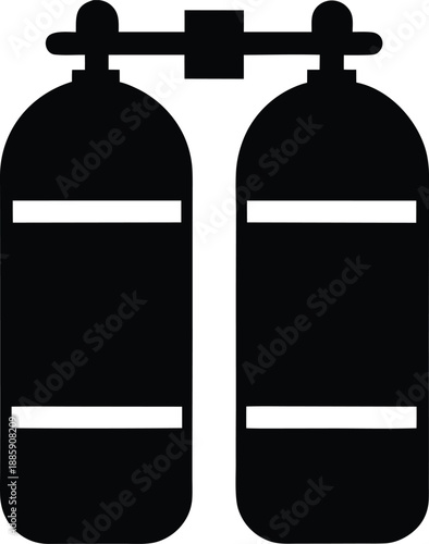 scuba tank silhouette vector illustration on transparent background