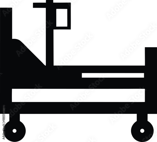 hospital bed silhouette vector illustration on transparent background