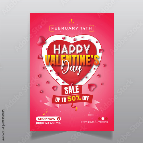 Happy valentine's day flyer template