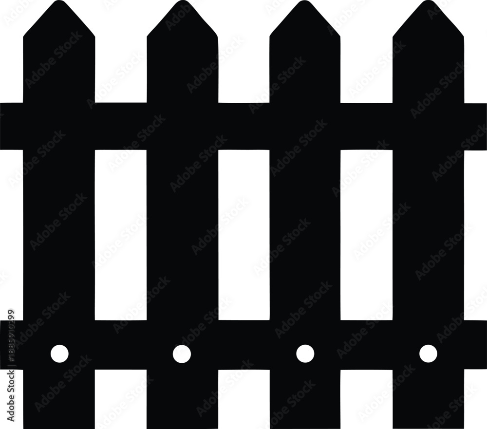 Fototapeta premium fence silhouette vector illustration on transparent background