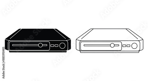 Simple black and white illustration of a dvd player or set top box