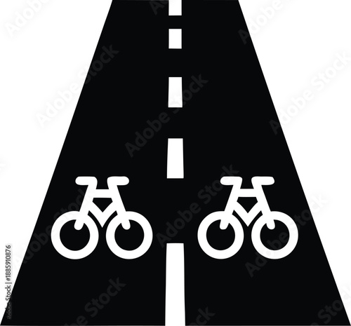 bicycle lane silhouette vector illustration on transparent background