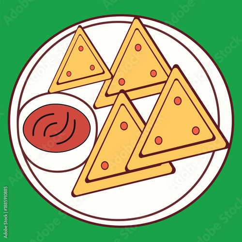 Flat design nachos and dip illustration Vector, illustration
