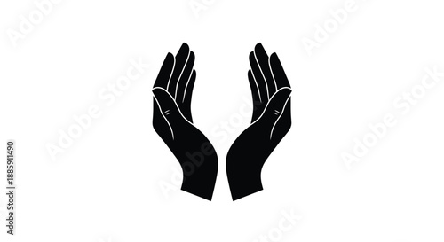 A pair of black hands depicted in a cupping gesture against a white background