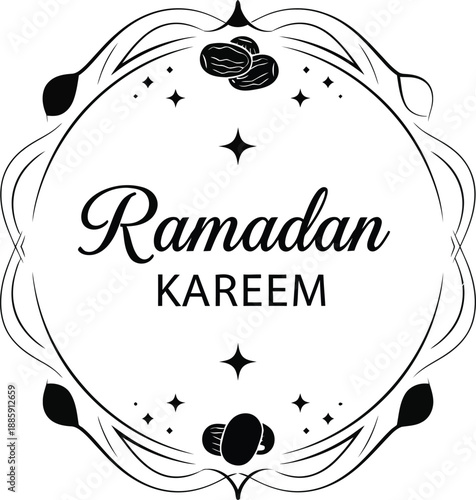 Ramadan kareem decorative circular emblem with islamic motifs