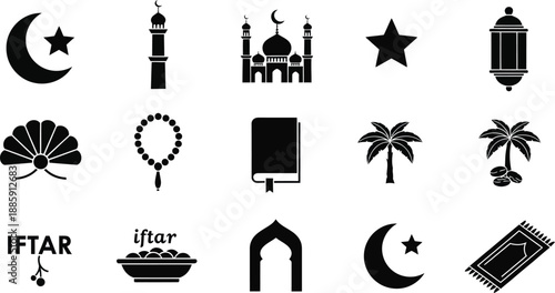 Islamic symbols and icons collection for ramadan and eid celebrations
