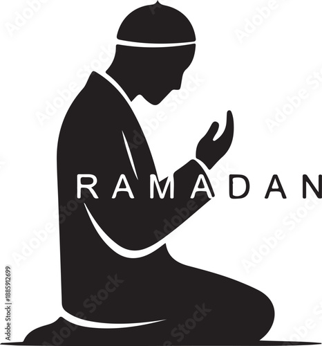 Ramadan prayer: a silhouette of a man praying during the holy month