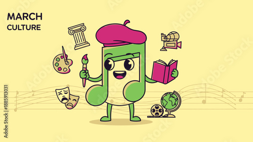 Cartoon Avocado Character with Artistic Elements.