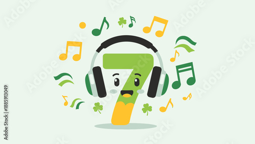 Cartoon Beer Bottle Wearing Headphones Enjoying Music.