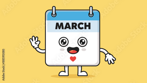 Cartoon Calendar Character with Happy Face.