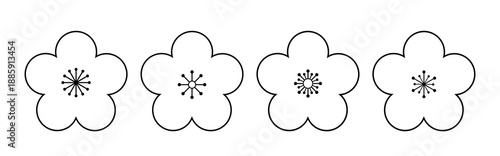 Plum blossom outline vector illustration.
Plum blossom coloring page design.
Chinese plum flower line art clipart.