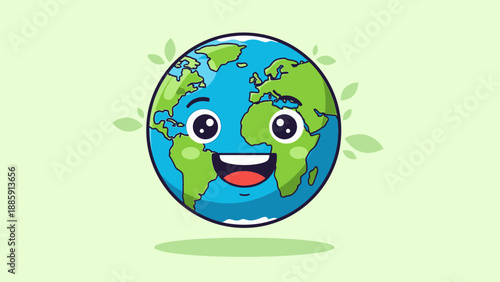 Smiling Cartoon Globe with Happy Expression.