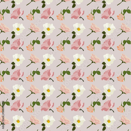 Pattern con rose stile retrò