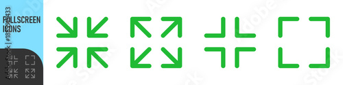 Expand, minimize and fullscreen icons with arrow and resize icons for navigation, expansion, and adjustment . Perfect for web, app interfaces. Color icon set