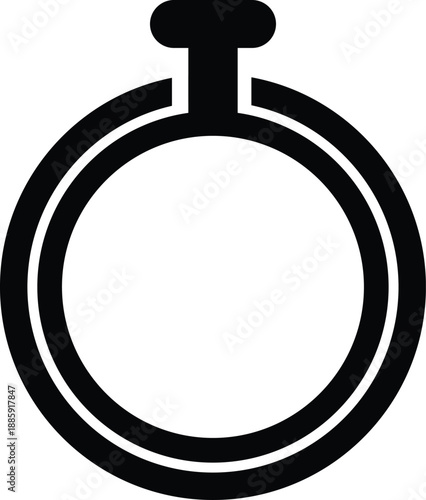 Vector art of black silhouette of a stopper or bottle cap seal icon