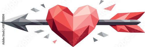 Minimalist Cupid Arrow. Low-poly vector illustration of a minimalist Cupid arrow icon representing love, desire, and romantic