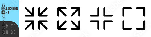 Expand, minimize and fullscreen icons with arrow and resize icons for navigation, expansion, and adjustment . Perfect for web, app interfaces. Color icon set