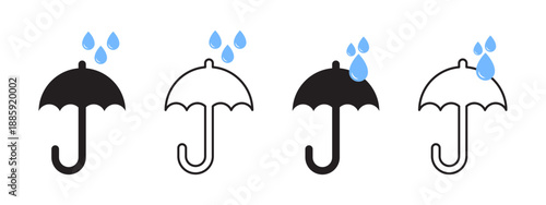 Umbrella with Water Droplets Icon