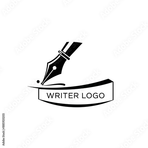 Writer Logo with Pen Nib – Creative Author Writing Brand Symbol