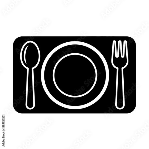 Restaurant Food Plate Icon – Dining Cutlery Meal Symbol Illustration