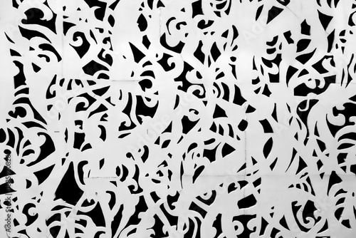Tableau sur toile an abstract black and white pattern composed of swirling, organic shapes, laser-