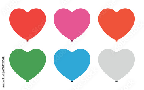 A colorful set of heart-shaped balloons floating in the air