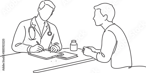 Doctor consulting with patient in medical appointment office