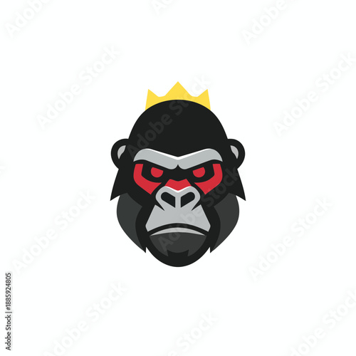 Fierce gorilla king with crown and red eyes