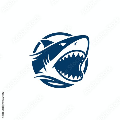 Fierce shark head in aggressive circular motion