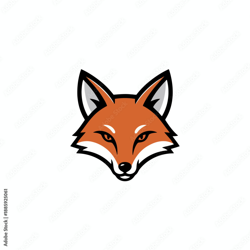 Obraz premium Vibrant orange fox head with sharp gaze and modern design