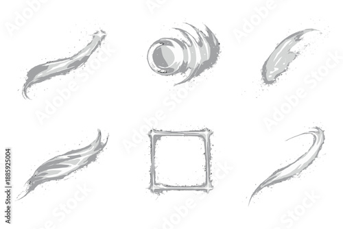 Ethereal Icon Designs. Solid style icons of ethereal recollection: drifting light, sound echo, fading mark, whisper trail,