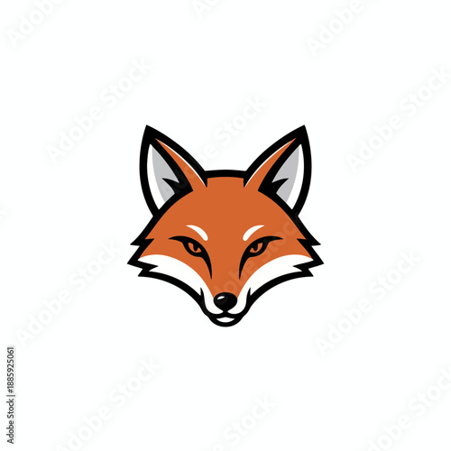 Vibrant orange fox head with sharp gaze and modern design