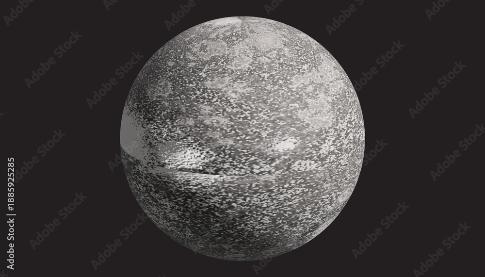 Fototapeta premium The bright full moon illuminates the dark night sky, revealing a cratered lunar surface orbiting through the vast black cosmos of our universe