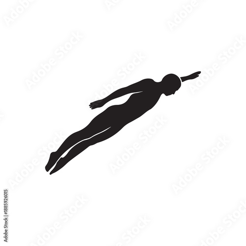 Diving Athlete Silhouette, Swimming and Aquatic Sports Vector Icon