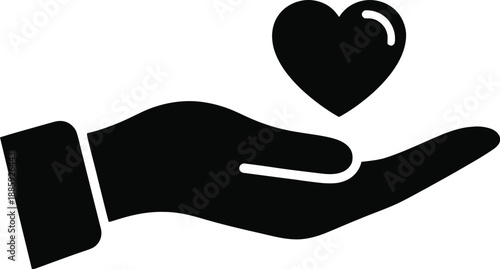 Hand holding heart silhouette
