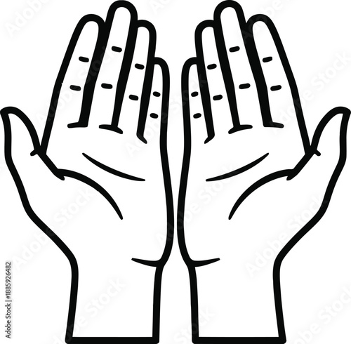 Prayer hands illustration on white background
