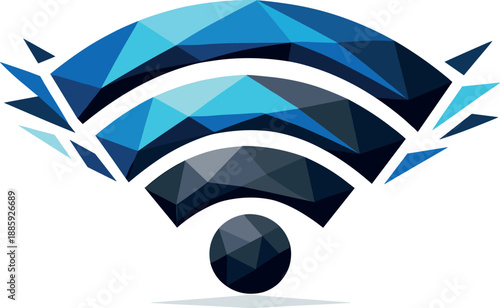 Geometric Wi-Fi Symbol. Low-poly vector illustration focused on a Wi-Fi icon symbol, polygonal geometric style with sharp