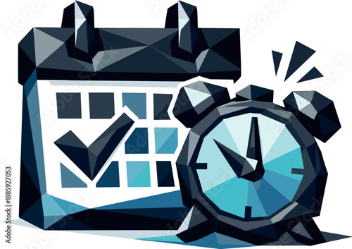 Minimalist Calendar Symbol. Low-poly vector illustration focused on an iconic calendar symbol representing deadlines and time